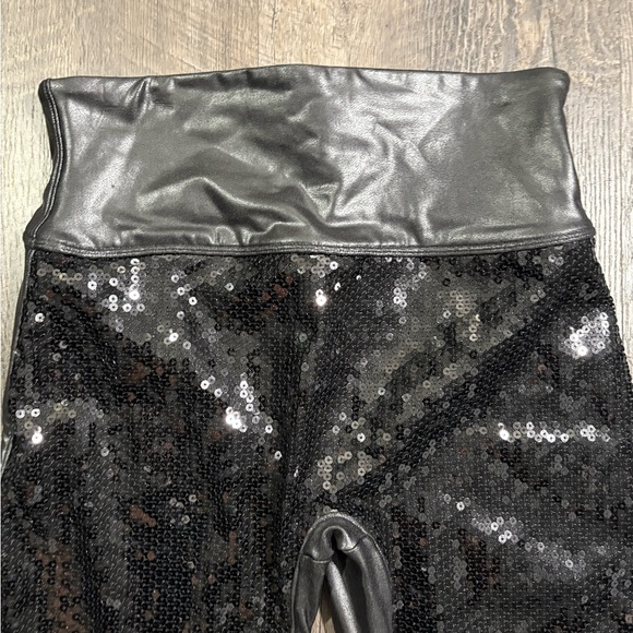 SPANX Faux Leather Sequin Leggings - Picture 4 of 6